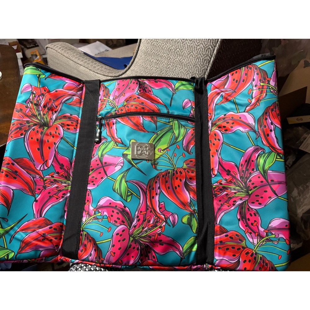 Bang & Carsen Tropical Tiger Lily Insulated Cooler Tote Bag Floral Turquoise NEW